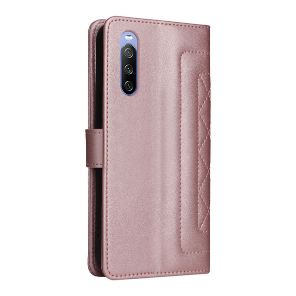 For Sony Xperia 10 III Diamond Lattice Leather Flip Phone Case(Rose Gold)