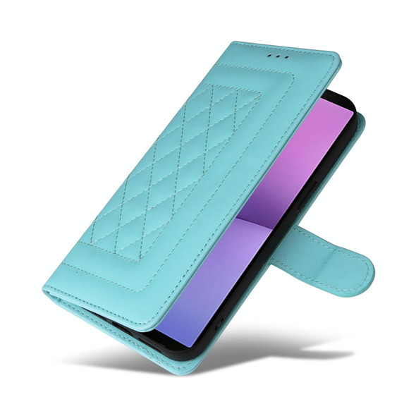 For Sony Xperia 10 V Diamond Lattice Leather Flip Phone Case(Mint Green)
