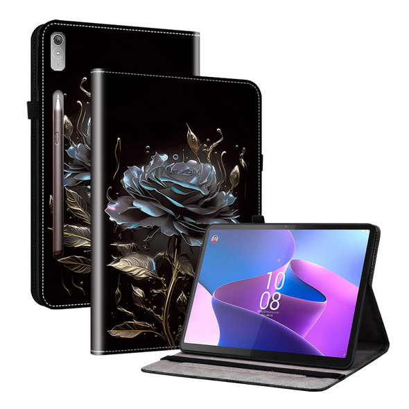 For Lenovo Tab P11 Pro Gen 2 11.2 Crystal Texture Painted Leather Tablet Case(Black Rose)