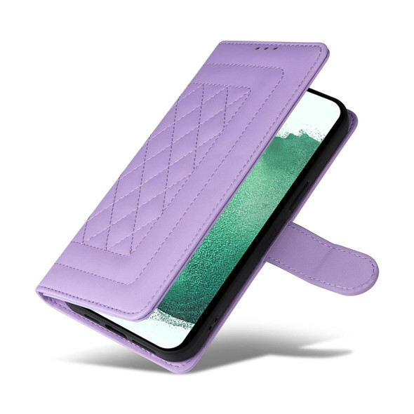 For Samsung Galaxy S22+ 5G Diamond Lattice Leather Flip Phone Case(Light Purple)