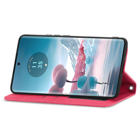 For Motorola Moto Edge 40 Neo Retro Skin Feel Magnetic Flip Leather Phone Case(Red)