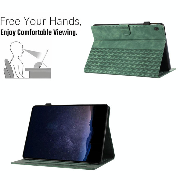 For Lenovo Tab M10 Building Blocks Embossed Leather Smart Tablet Case(Green)