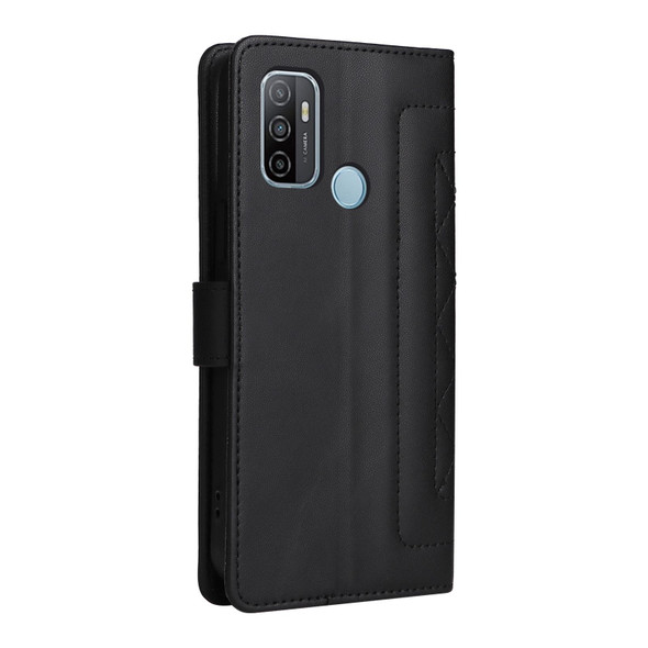 For OPPO A53 / A53s Diamond Lattice Leather Flip Phone Case(Black)