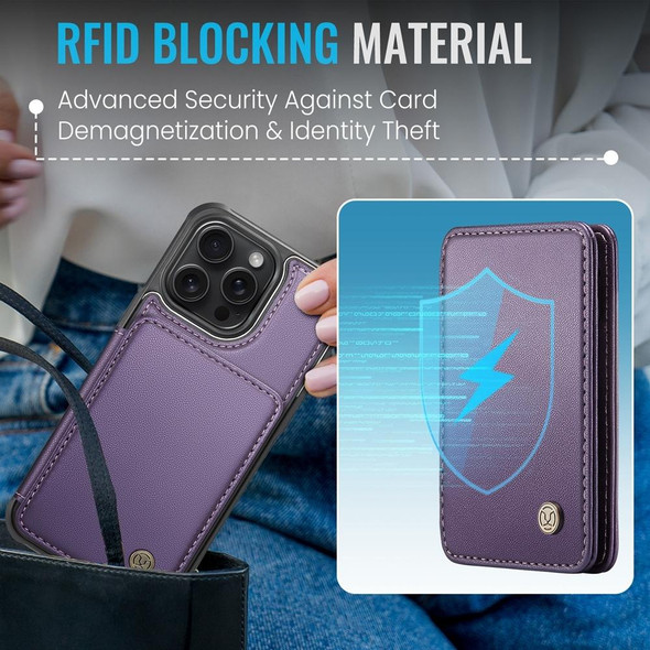 For iPhone 11 JEEHOOD J05 Business Magnetic Style RFID Leather Phone Case(Purple)