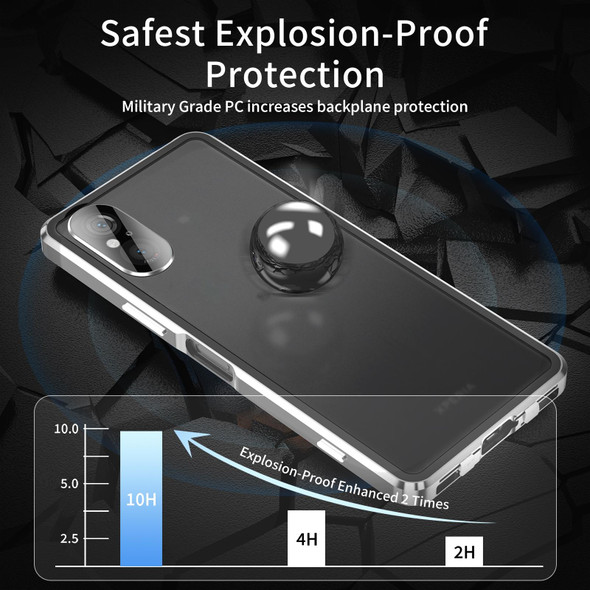 For Sony Xperia 5 V HD Magnetic Metal Tempered Glass Phone Case(Silver)