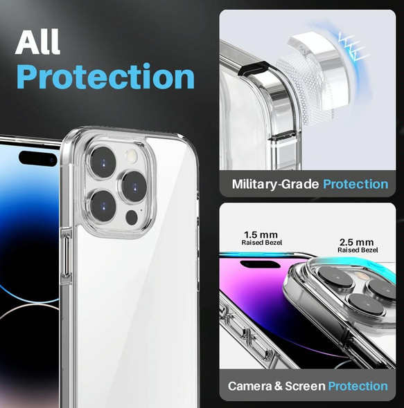 For iPhone 14 Pro NORTHJO 5 in 1 Clear Phone Case with 2pcs Screen Film + 2pcs Rear Lens Film