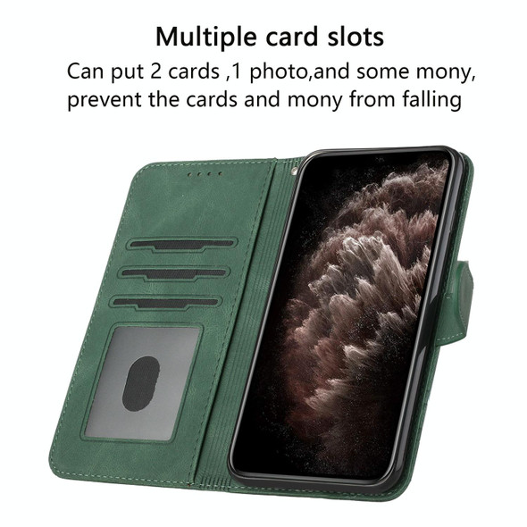 Cubic Skin Feel Flip Leatherette Phone Case - OnePlus 9R(Green)