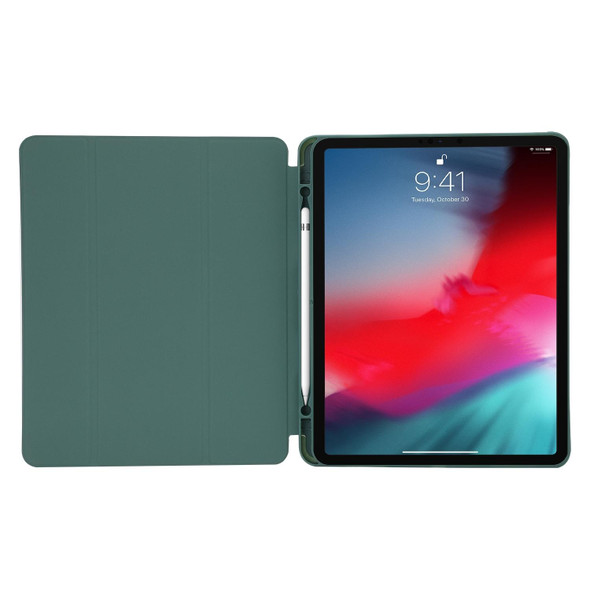 For iPad Air 11 2024 Skin Feel Tri-fold Leather Tablet Case with Pen Slot(Grey)