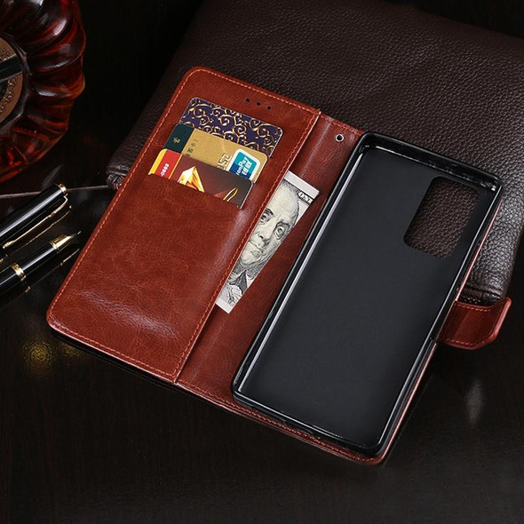 OnePlus 9RT 5G idewei Crazy Horse Texture Leather Phone Case with Holder & Card Slots & Wallet(Brown)