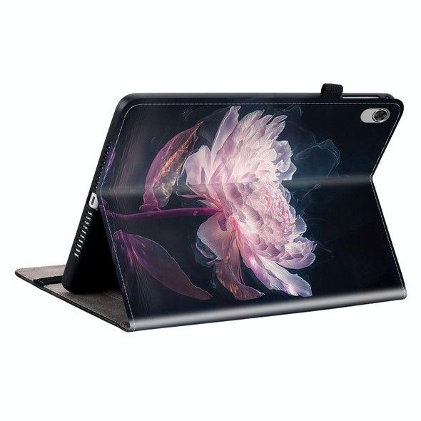 For Lenovo M10 Plus 10.3 Crystal Texture Painted Leather Tablet Case(Purple Peony)