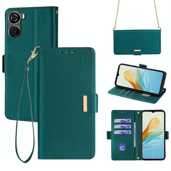 For ZTE Axon 40 Lite 4G Crossbody Chain Leather Phone Case(Green)