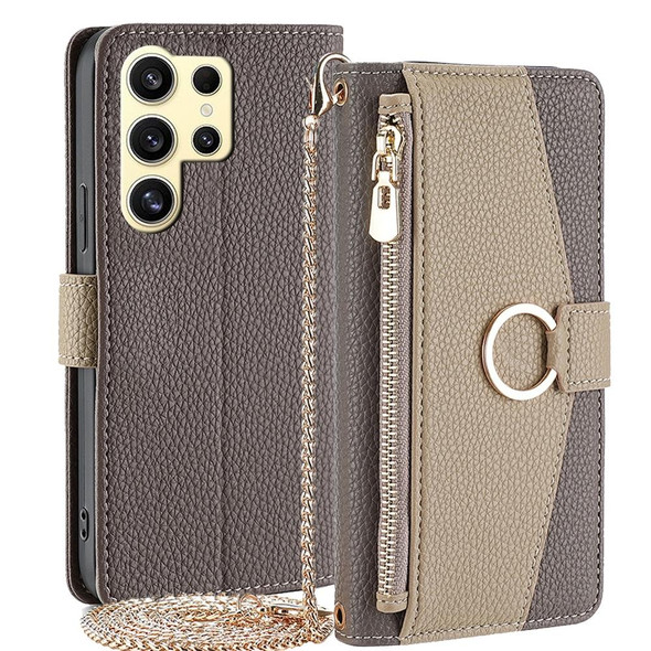 For Samsung Galaxy S24 Ultra 5G Crossbody Litchi Texture Leather Phone Case(Grey)