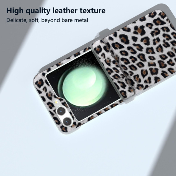 For Samsung Galaxy Z Fold6 Three Parts Frosted Transparent Frame Leopard Pattern Phone Case(Silver Leopard)