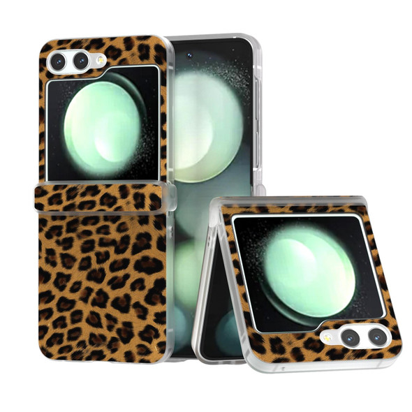 For Samsung Galaxy Z Fold6 Three Parts Frosted Transparent Frame Leopard Pattern Phone Case(Leopard Print)