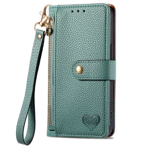 For Xiaomi 14 Ultra Love Zipper Lanyard Leather Phone Case(Green)