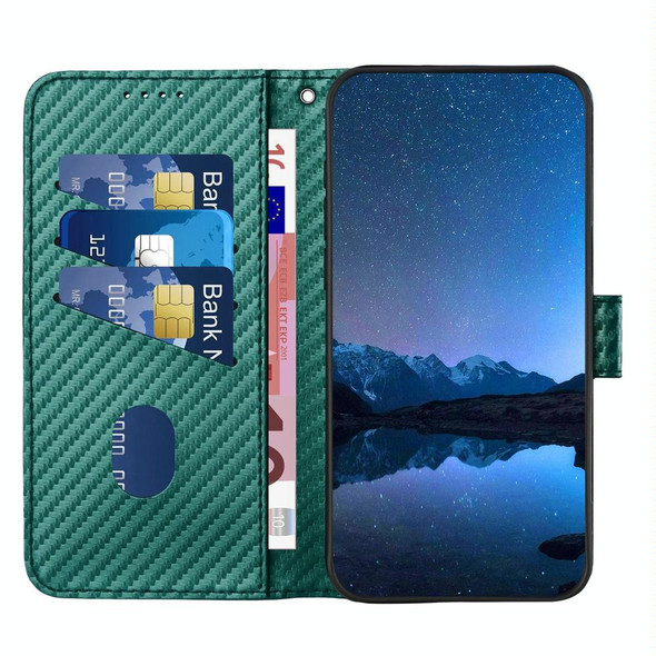 For Tecno Spark 20 Pro YX0070 Carbon Fiber Buckle Leather Phone Case with Lanyard(Dark Green)