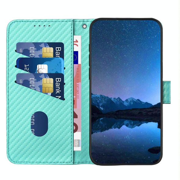 For Tecno Spark 20 Pro YX0070 Carbon Fiber Buckle Leather Phone Case with Lanyard(Light Blue)