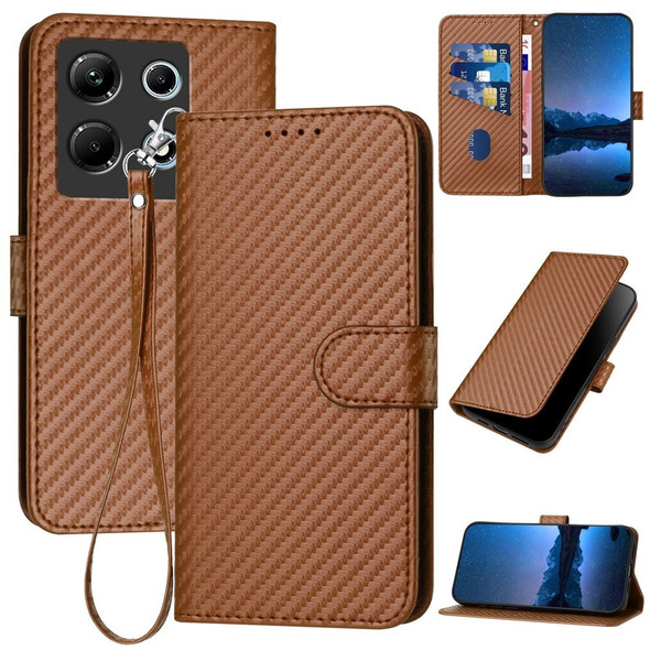 For Infinix Note 30 4G YX0070 Carbon Fiber Buckle Leather Phone Case with Lanyard(Coffee)