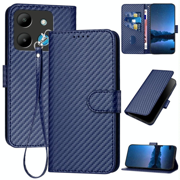 For Infinix Smart 7 YX0070 Carbon Fiber Buckle Leather Phone Case with Lanyard(Royal Blue)