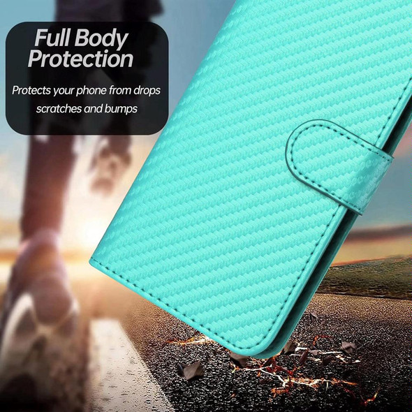 For Infinix Note 30 Pro YX0070 Carbon Fiber Buckle Leather Phone Case with Lanyard(Light Blue)