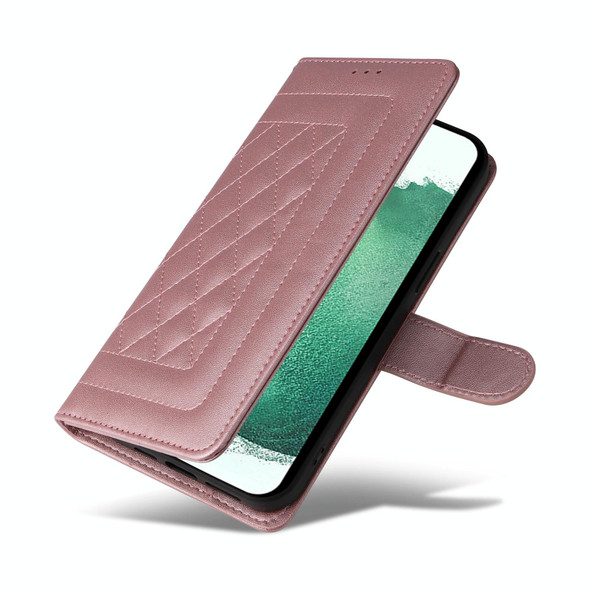 For Samsung Galaxy S22+ 5G Diamond Lattice Leather Flip Phone Case(Rose Gold)