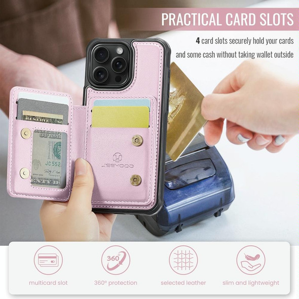 For iPhone 11 Pro Max JEEHOOD J05 Business Magnetic Style RFID Leather Phone Case(Pink)