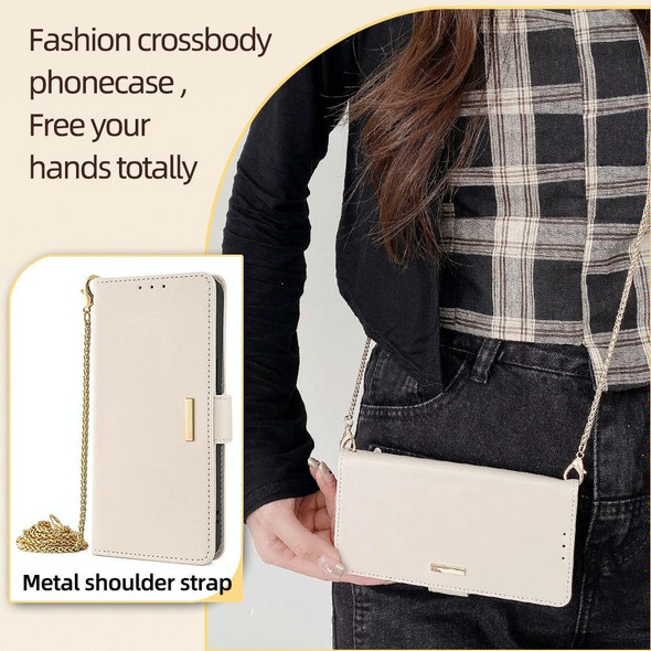 For Realme C65 4G Crossbody Chain Leather Phone Case(White)