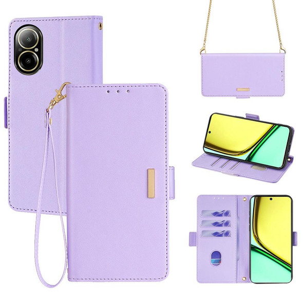 For Realme C67 4G Crossbody Chain Leather Phone Case(Purple)