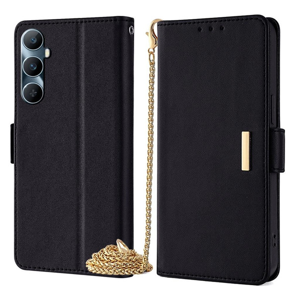 For Realme C65 4G Crossbody Chain Leather Phone Case(Black)