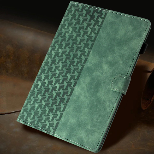 For Samsung Galaxy Tab A9+ Building Blocks Embossed Leather Smart Tablet Case(Green)