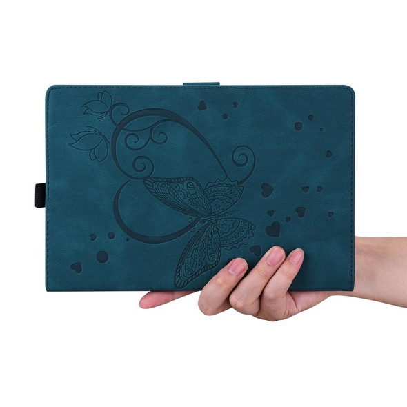 For iPad Pro 13 2024 Love Butterfly Embossed Leather Tablet Case(Blue)