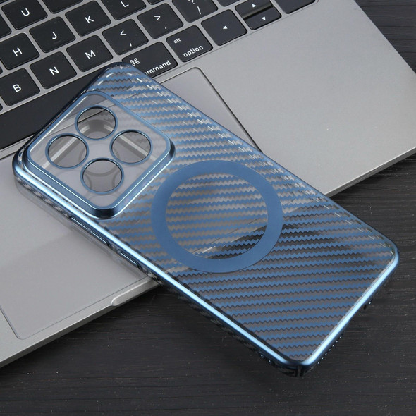 For Xiaomi 14 Pro 6D Plated Carbon Fiber Clear Magsafe PC Phone Case(Dream Blue)