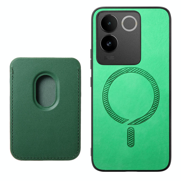 For vivo iQOO 11 Pro 5G Retro Magsafe Card Bag PU Back Cover Phone Case(Green)