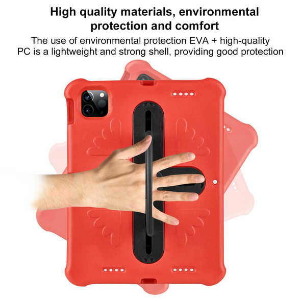 For iPad Air 11 2024 Shield 360 Rotation Handle EVA Shockproof PC Tablet Case(Red Black)