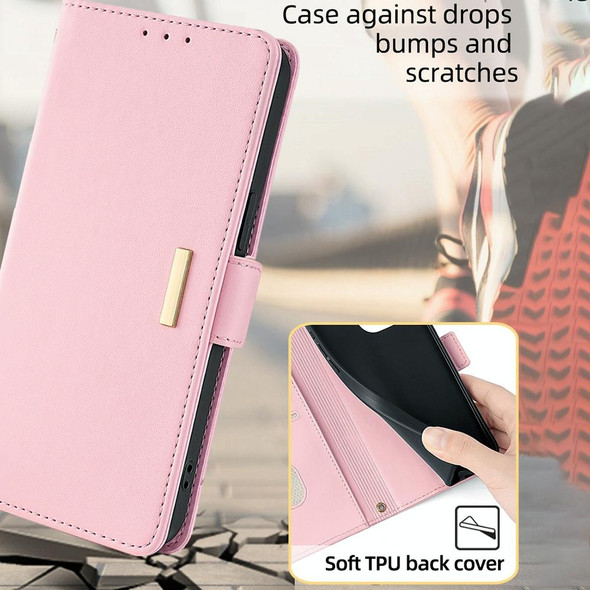 For Samsung Galaxy S22+ 5G Crossbody Chain Leather Phone Case(Pink)