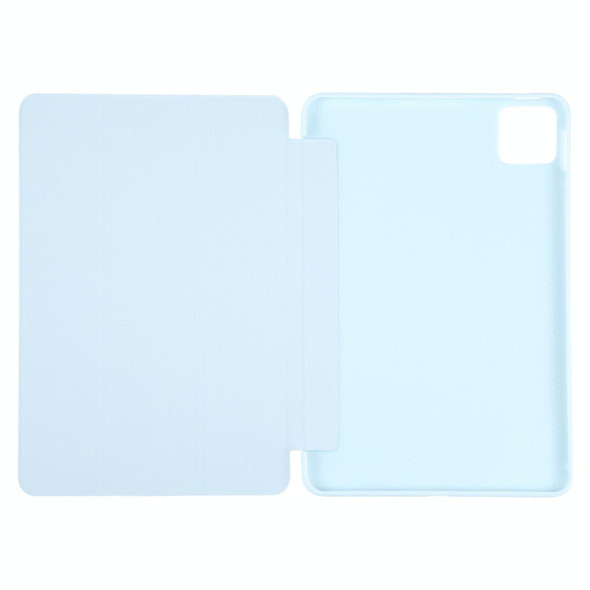 For iPad Air 13 2024 Three-fold Holder Flip Tablet Leather Case(Sky Blue)