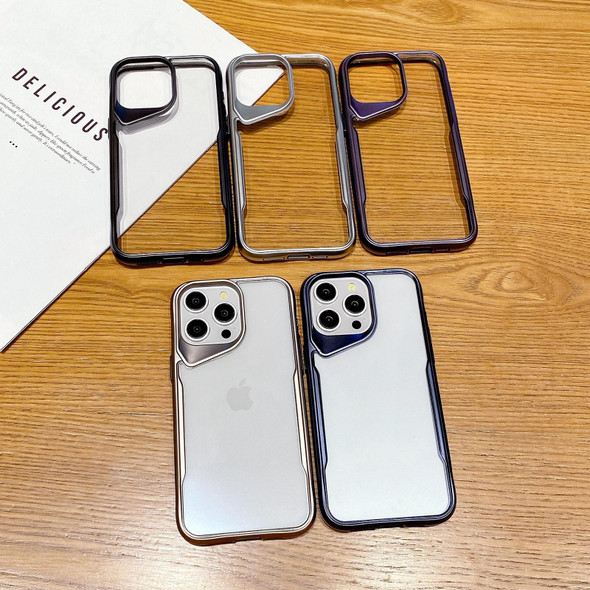 For iPhone 12 Electroplating TPU Frame Hybrid PC Phone Case(Silver)