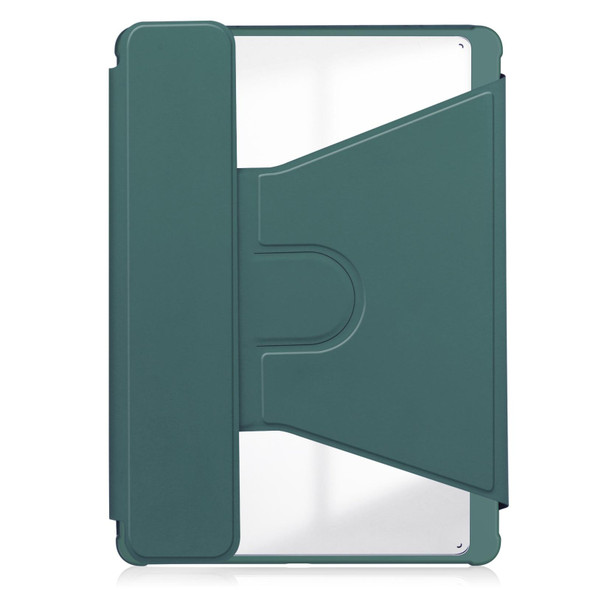 For iPad Air 13 2024 Transparent Rotation Smart Leather Tablet Case(Dark Green)