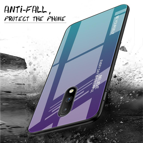 OnePlus 7 Gradient Color Glass Case(Blue)