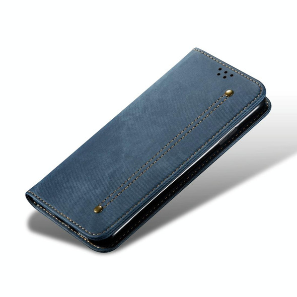 OnePlus 8 Denim Texture Casual Style Horizontal Flip Leather Case with Holder & Card Slots & Wallet(Blue)