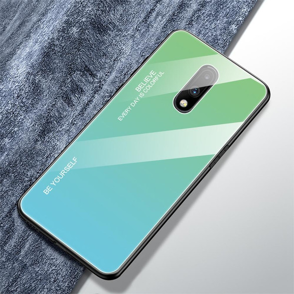 OnePlus 7 Gradient Color Glass Case(Sky Blue)