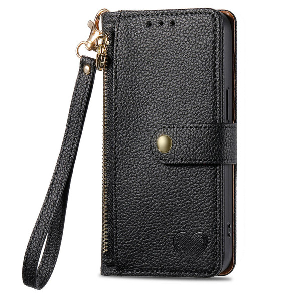 For Xiaomi 14 Ultra Love Zipper Lanyard Leather Phone Case(Black)