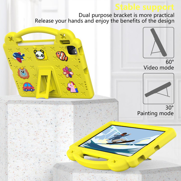 For iPad Air 11 2024 Handle Kickstand Children EVA Shockproof Tablet Case(Yellow)