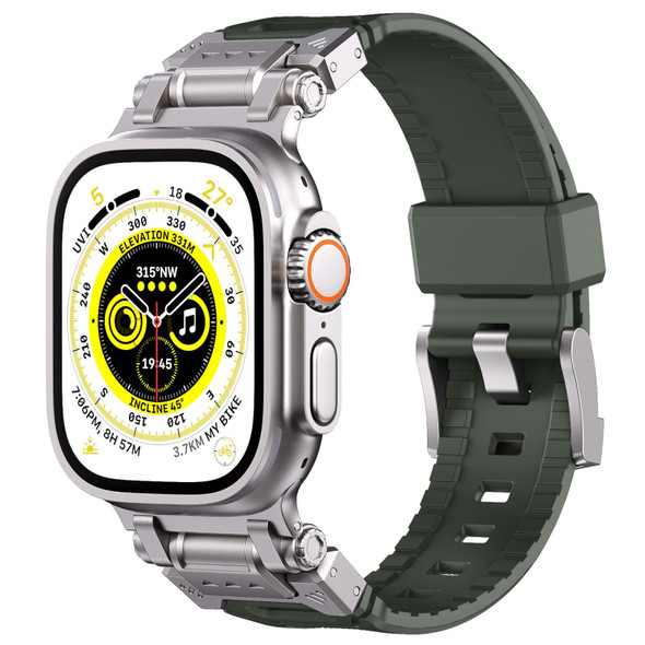 For Apple Watch Series 6 44mm Silicone Armor Mecha Head Watch Band(Green)