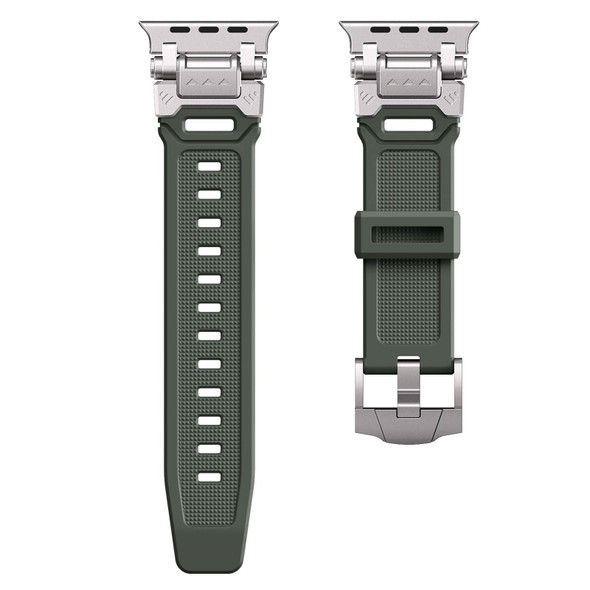 For Apple Watch Series 5 44mm Silicone Armor Mecha Head Watch Band(Green)