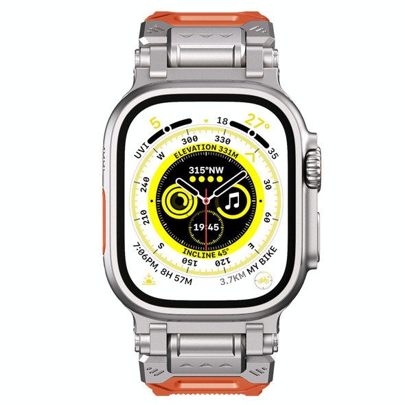 For Apple Watch Series 8 45mm Silicone Armor Mecha Head Watch Band(Orange)