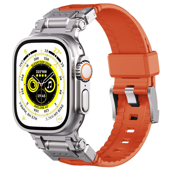 For Apple Watch SE 2023 44mm Silicone Armor Mecha Head Watch Band(Orange)