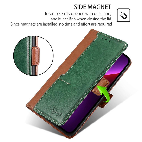 For TCL 50 SE 4G Contrast Color Side Buckle Leather Phone Case(Light Brown + Green)