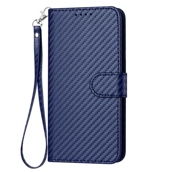For Realme C33 2022 / C33 2023 Global YX0070 Carbon Fiber Buckle Leather Phone Case with Lanyard(Royal Blue)