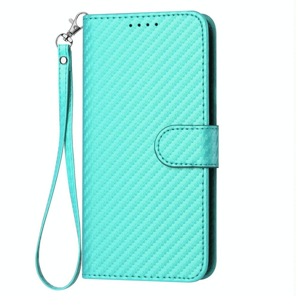 For Realme C33 2022 / C33 2023 Global YX0070 Carbon Fiber Buckle Leather Phone Case with Lanyard(Light Blue)